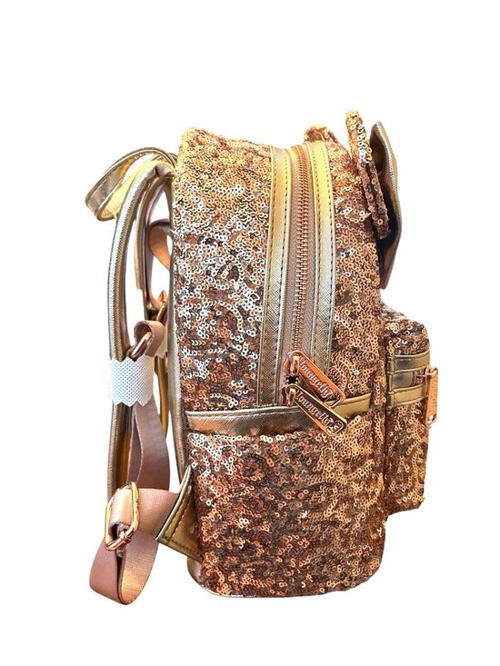 Loungefly Disney Parks Rose Gold Sequin Minnie Mouse Mini Backpack NWT main image 4